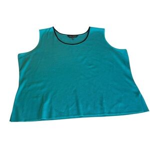 MING WANG Womens Career Tank Top Shell Round Neck Wrinkle Resistant 2X Teal 0084